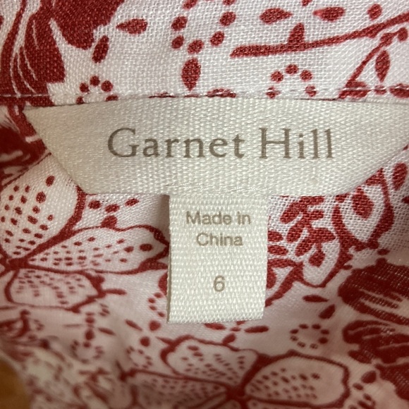 Garnet Hill NWOT Easy Linen Button Down Blouse Floral Sz 6 Coastal Vacation - Picture 11 of 16